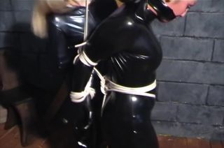 Hard Core Sex Maria In Black Pvc Catsuit Post Tied Fondled By Sofie Ebony - 1