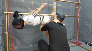Spy Chinese Lady Tied On Rack And Nylon Hooded Hidden Cam - 1