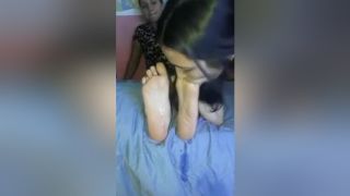 Jerk Off Skinny Latina Gets Her Toes Sucked By Her Lesbian Girlfriend Negra - 1