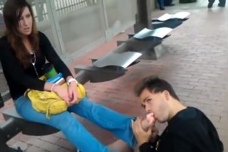 Hand Job Toes Getting Sucked At Public Bus Station In Dallas Texas Bareback - 1