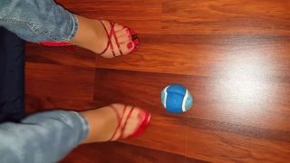 Pissing Hottie With Perfect Feet Crushing The Ball With Her Sexy High Heel Shoes ApeTube - 1
