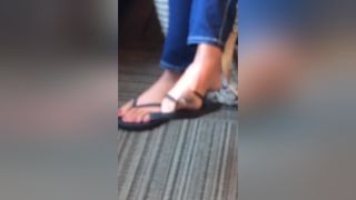 Trans Amateur Girl In Sexy Tight Jeans Wearing Flip Flops On Her Soft Feet With Red Nail Polish Gay Medic - 1
