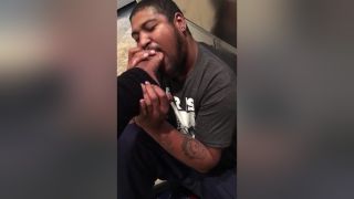 Free Rough Porn Lucky Dude Worships And Licks His Sexy Black Babes Delicious Feet In The Kitchen Breasts - 1