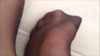 Francaise Naughty Anna Filming Her Wonderful Mature Feet In Sexy Black Nylon Stockings Van - 1