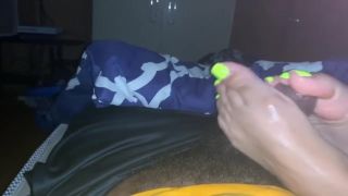 Amature Girlfriend With Yellow Toe Nails Massages My Tiny Black Dick With Her Feet Handjobs - 1