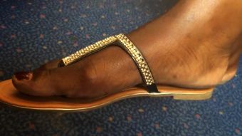 Grandma Ultra Close-Up of Beautiful Ebony Feet on the Train Abigail Mac - 1