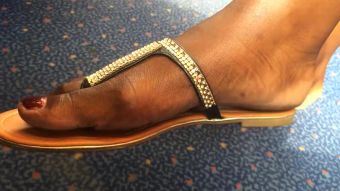 Grandma Ultra Close-Up of Beautiful Ebony Feet on the Train Abigail Mac - 2