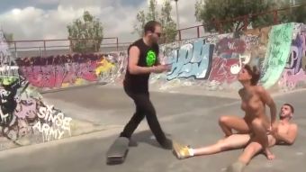 Fuck For Money Sexy busty slut gets satisfaction at a skate park DoceCam - 1
