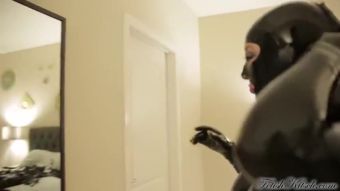 Tiny Titties Latex Layers Playing With Toys And Inflatable Hood Macho - 1