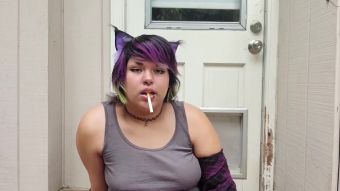 Satin Cute Catgirl Gets Naughty On Smoke Break Fuck For Money - 2