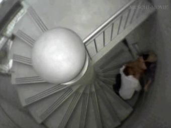 HardDrive Couple doing doggy style on stairs and caught on cam Ameteur Porn - 1