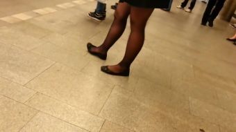 Girls Getting Fucked Sheer black pantyhose miniskirt crossed legs and flats. Best Blowjobs Ever - 1